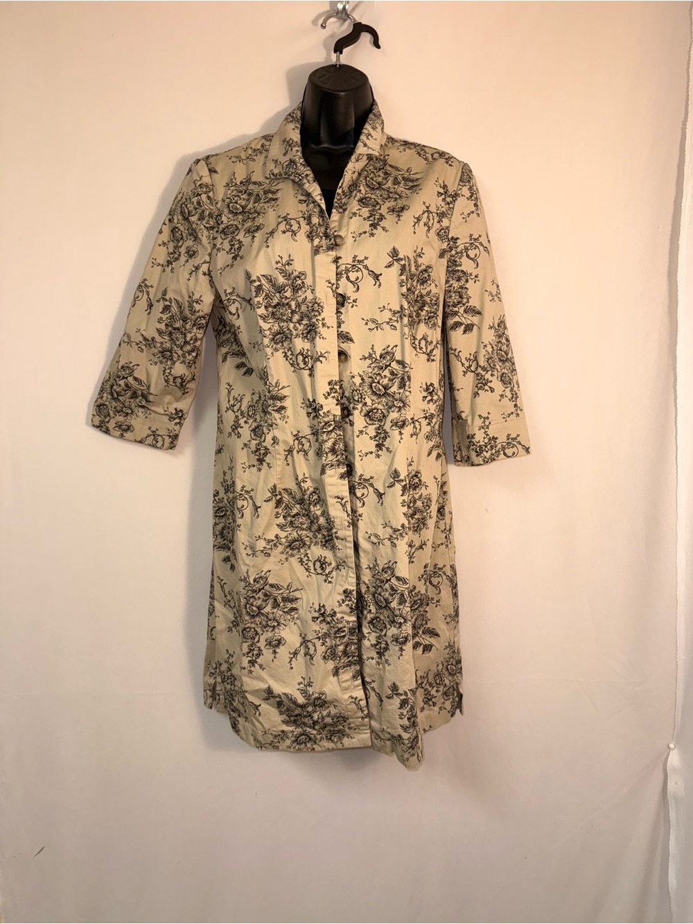 Talbots Beige and Black Floral Lined Jacket